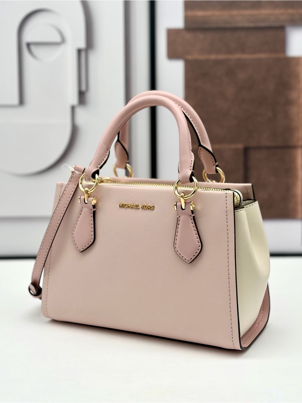 MICHAEL KORS Marilyn Small Color-Block Saffiano Leather Satchel Crossbody Bag